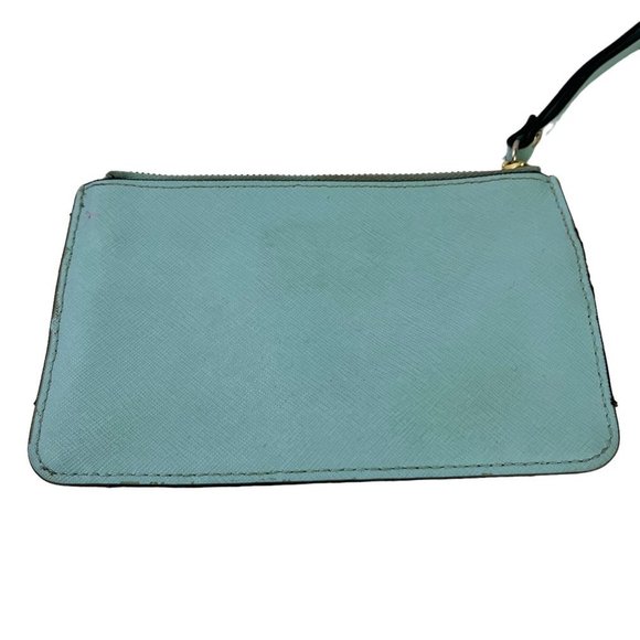 Kate Spade New York Aqua Blue Wristlet Coin Purse 100% Cow Hide Genuine Leather - Picture 9 of 16